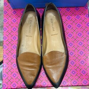 Everlane Brown and Black Flats with Pointed Toe